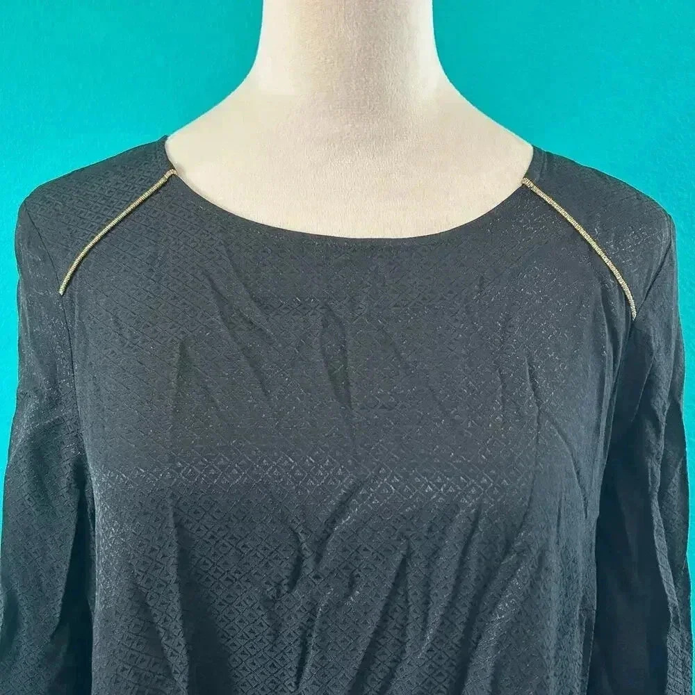 Madewell x Sezane Thelma Shift Dress Black Mini Textured Size 2 - Picture 3 of 6